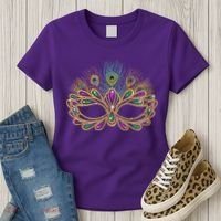 Mardi Gras Festival Mask With Feathers Carnival Women's T-Shirt thumb 3