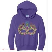 Mardi Gras Festival Mask With Feathers Carnival Kids Hoodie thumb 0