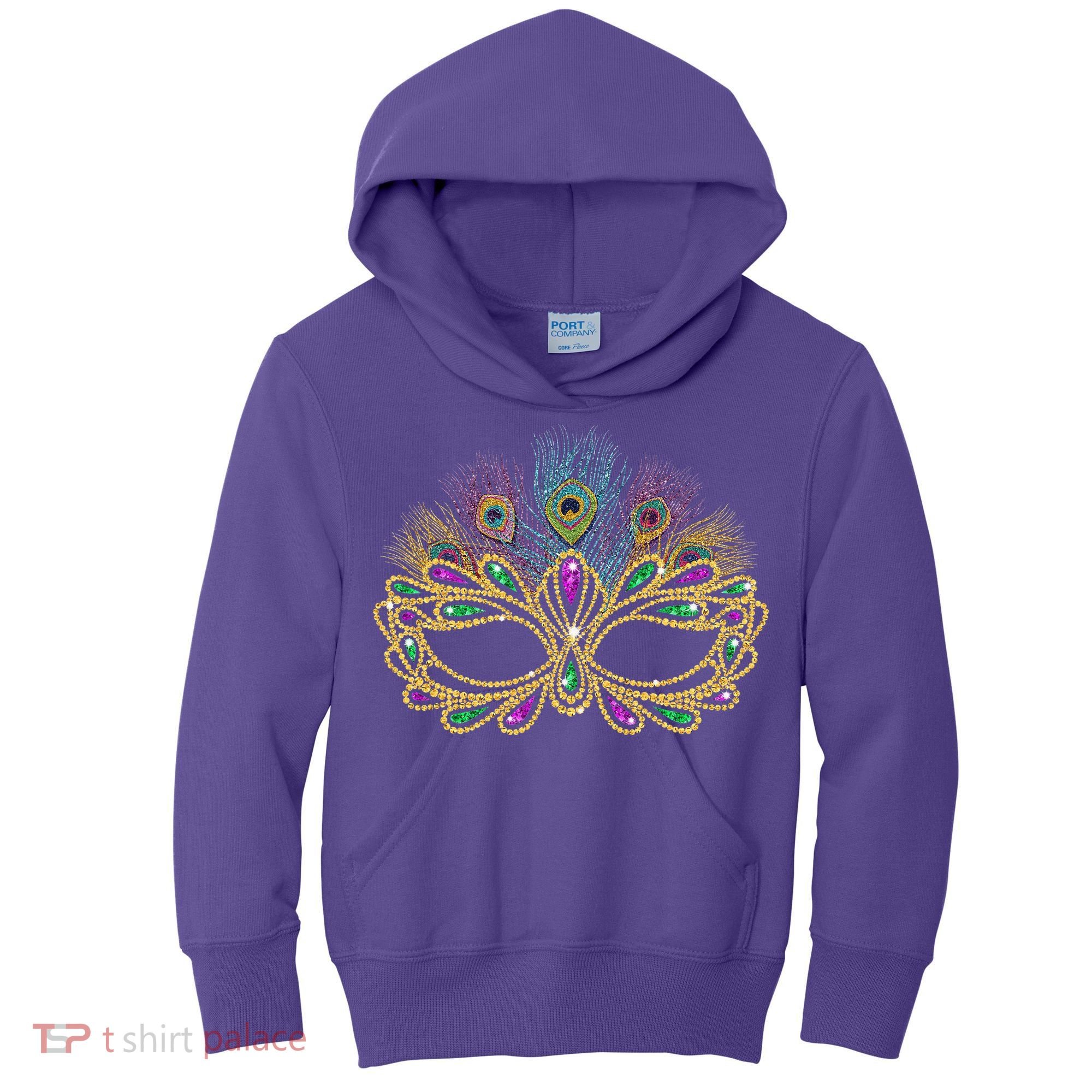 Mardi Gras Festival Mask With Feathers Carnival Kids Hoodie
