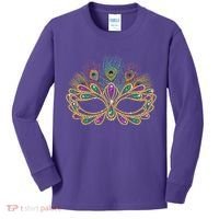 Mardi Gras Festival Mask With Feathers Carnival Kids Long Sleeve Shirt thumb 0