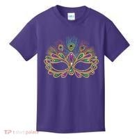 Mardi Gras Festival Mask With Feathers Carnival Kids T-Shirt thumb 0