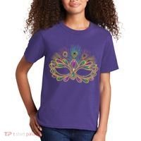 Mardi Gras Festival Mask With Feathers Carnival Kids T-Shirt thumb 2