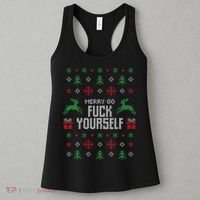 Merry Go Fuck Yourself I Funny Ugly Christmas Christmas Women's Tank Top thumb 3