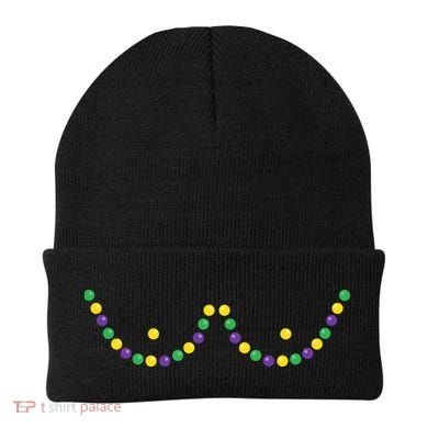 Mardi Gras Funny Beads Boobs Outline Gift Beanie