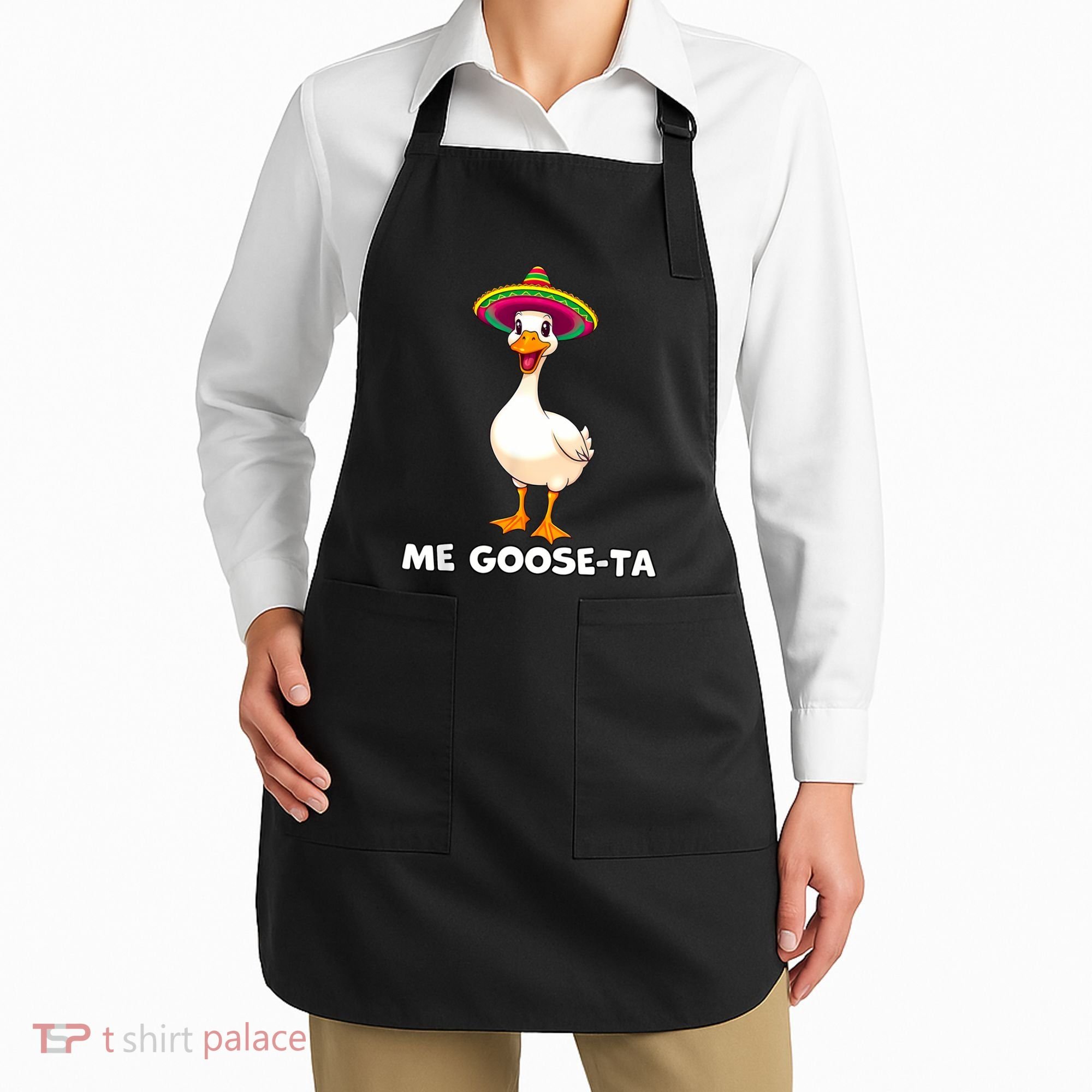 Me Gooseta Funny Goose Mexican Hat Me Gusta Spanish Puns Apron