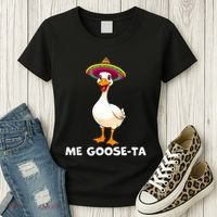 Me Gooseta Funny Goose Mexican Hat Me Gusta Spanish Puns Women's T-Shirt thumb 3