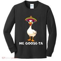 Me Gooseta Funny Goose Mexican Hat Me Gusta Spanish Puns Kids Long Sleeve Shirt thumb 0