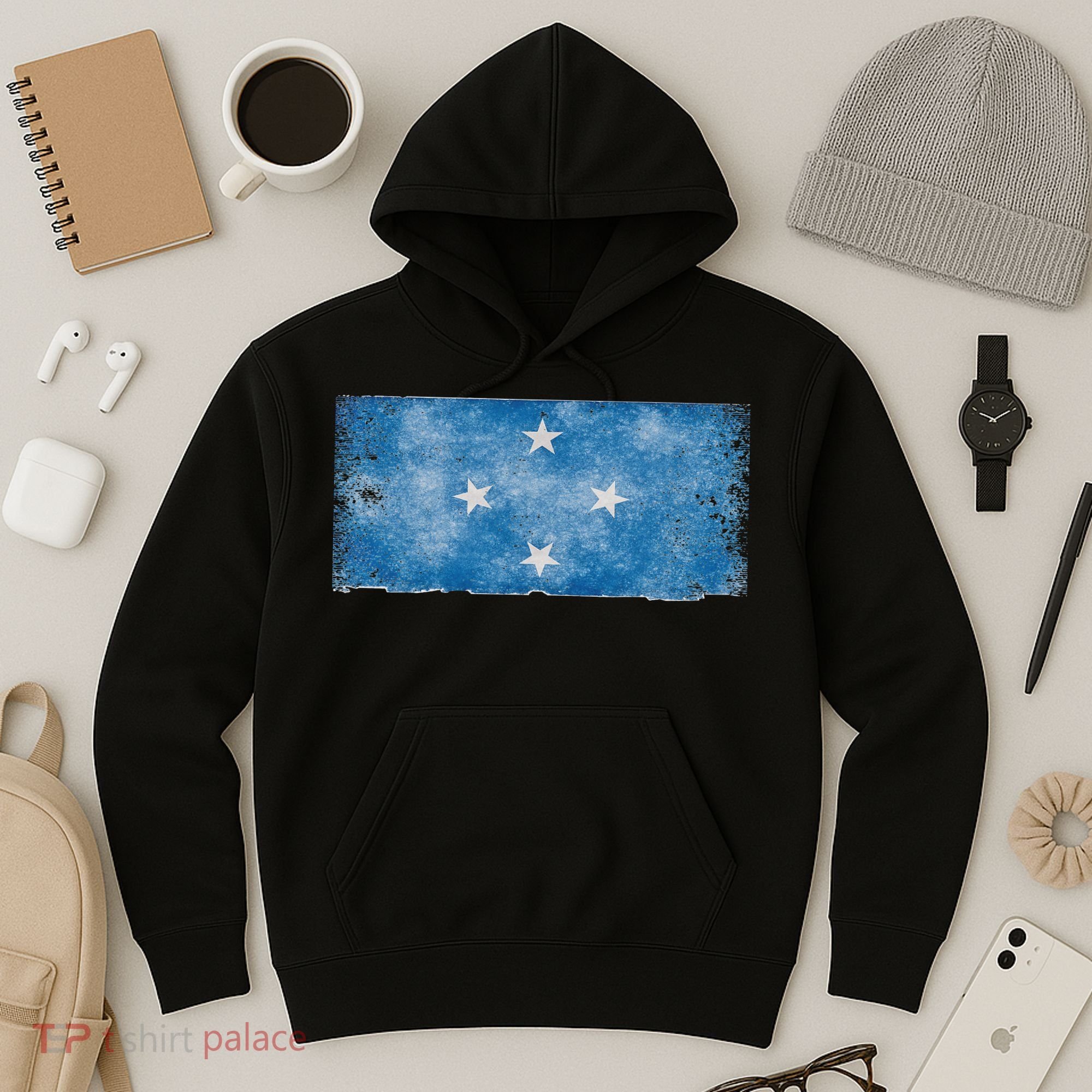Micronesia Grunge Flag Gift Pohnpei Chuuk Yap Kosrae Hoodie