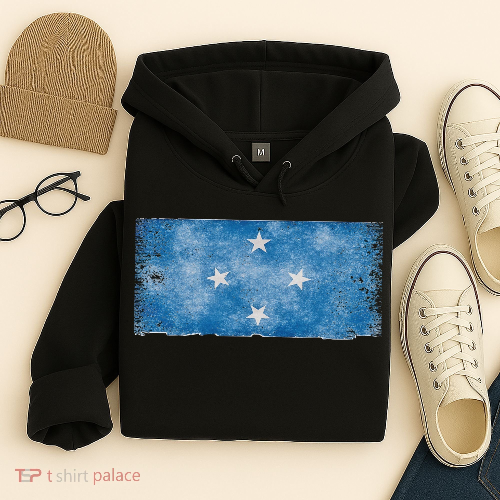 Micronesia Grunge Flag Gift Pohnpei Chuuk Yap Kosrae Hoodie