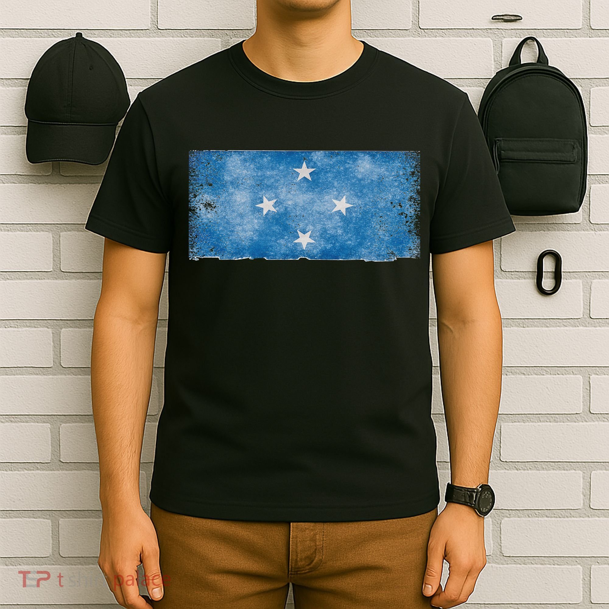 Micronesia Grunge Flag Gift Pohnpei Chuuk Yap Kosrae T-Shirt
