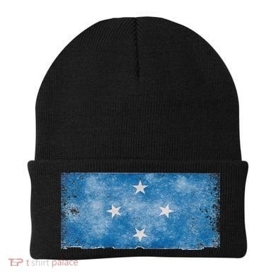 Micronesia Grunge Flag Gift Pohnpei Chuuk Yap Kosrae Beanie