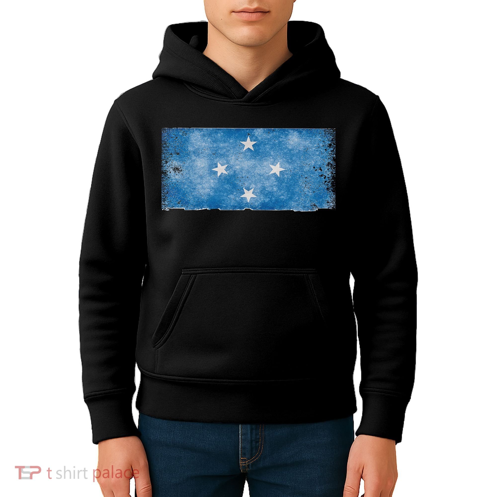 Micronesia Grunge Flag Gift Pohnpei Chuuk Yap Kosrae Kids Hoodie