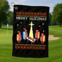 Merry Glizzmas Funny Christmas Golf Towel thumb 1