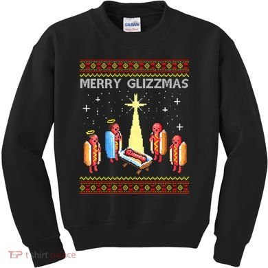 Merry Glizzmas Funny Christmas Kids Sweatshirt