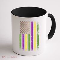 Mardi Gras Festive USA Flag Coffee Mug thumb 1