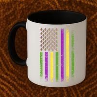 Mardi Gras Festive USA Flag Coffee Mug thumb 2