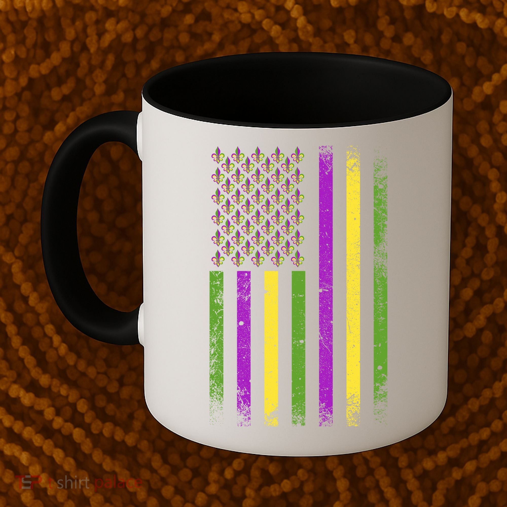 Mardi Gras Festive USA Flag Coffee Mug