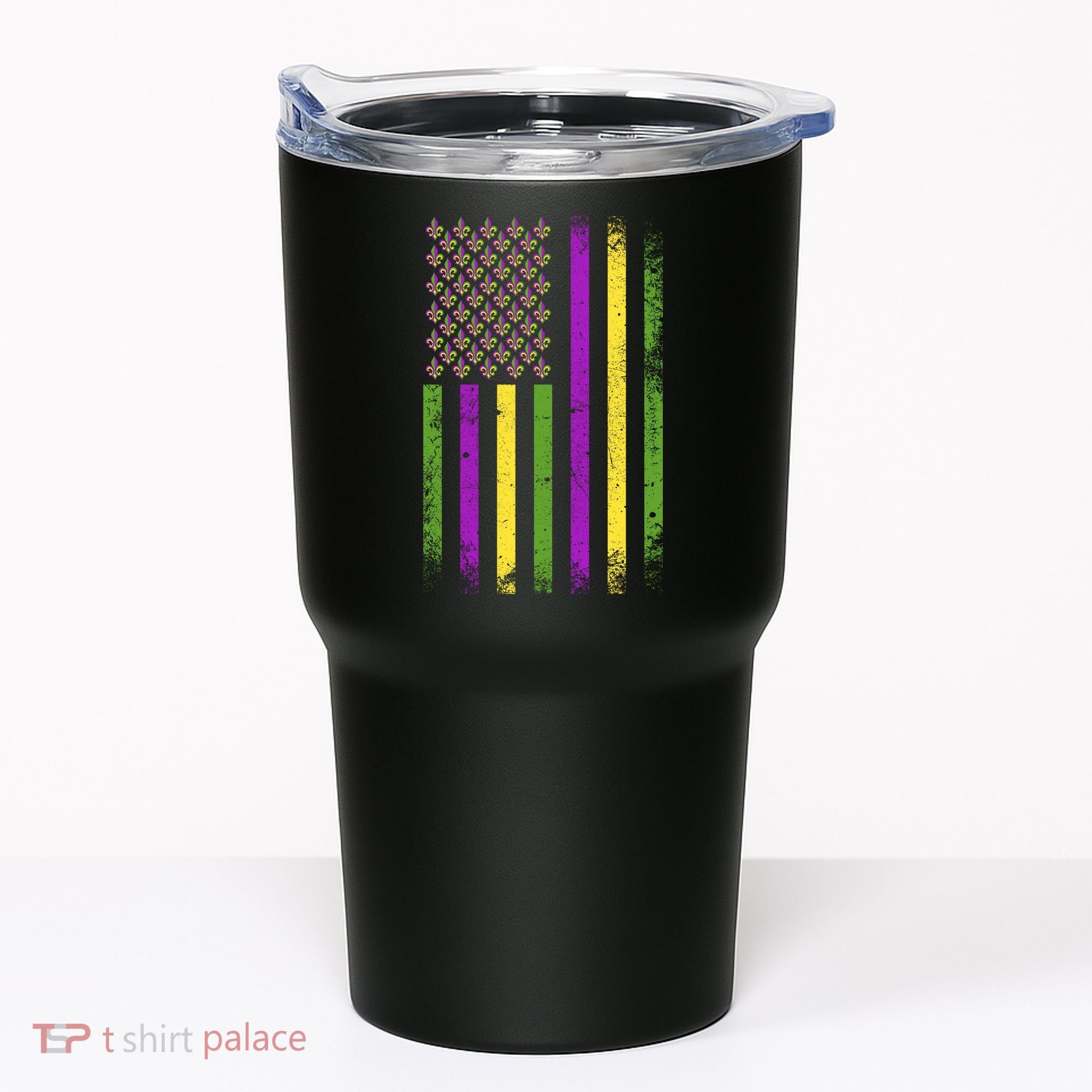 Mardi Gras Festive USA Flag Tumbler