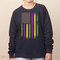 Mardi Gras Festive USA Flag Women's Sweatshirt thumb 0
