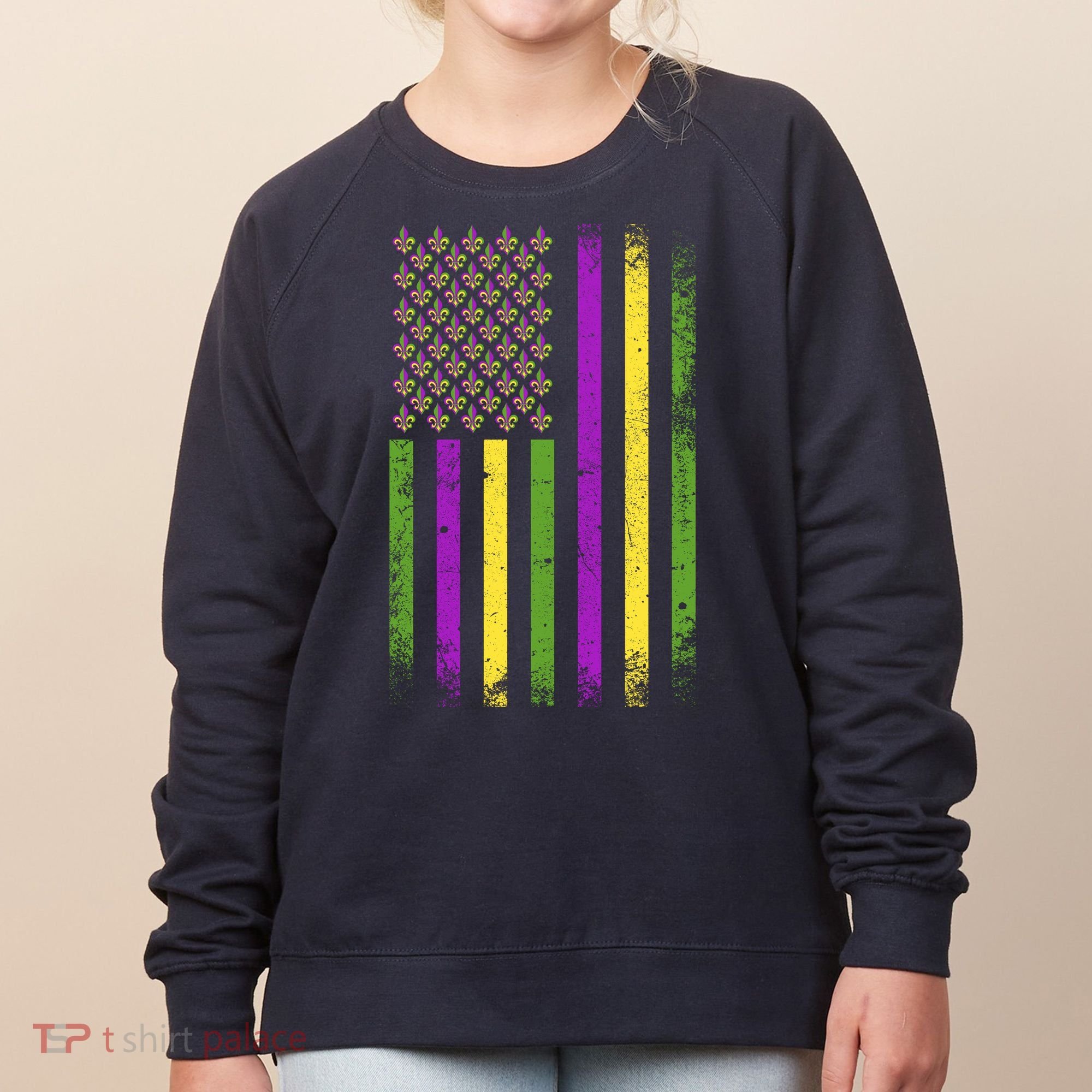 Mardi Gras Festive USA Flag Women's Sweatshirt