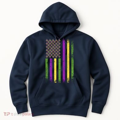 Mardi Gras Festive USA Flag Hoodie