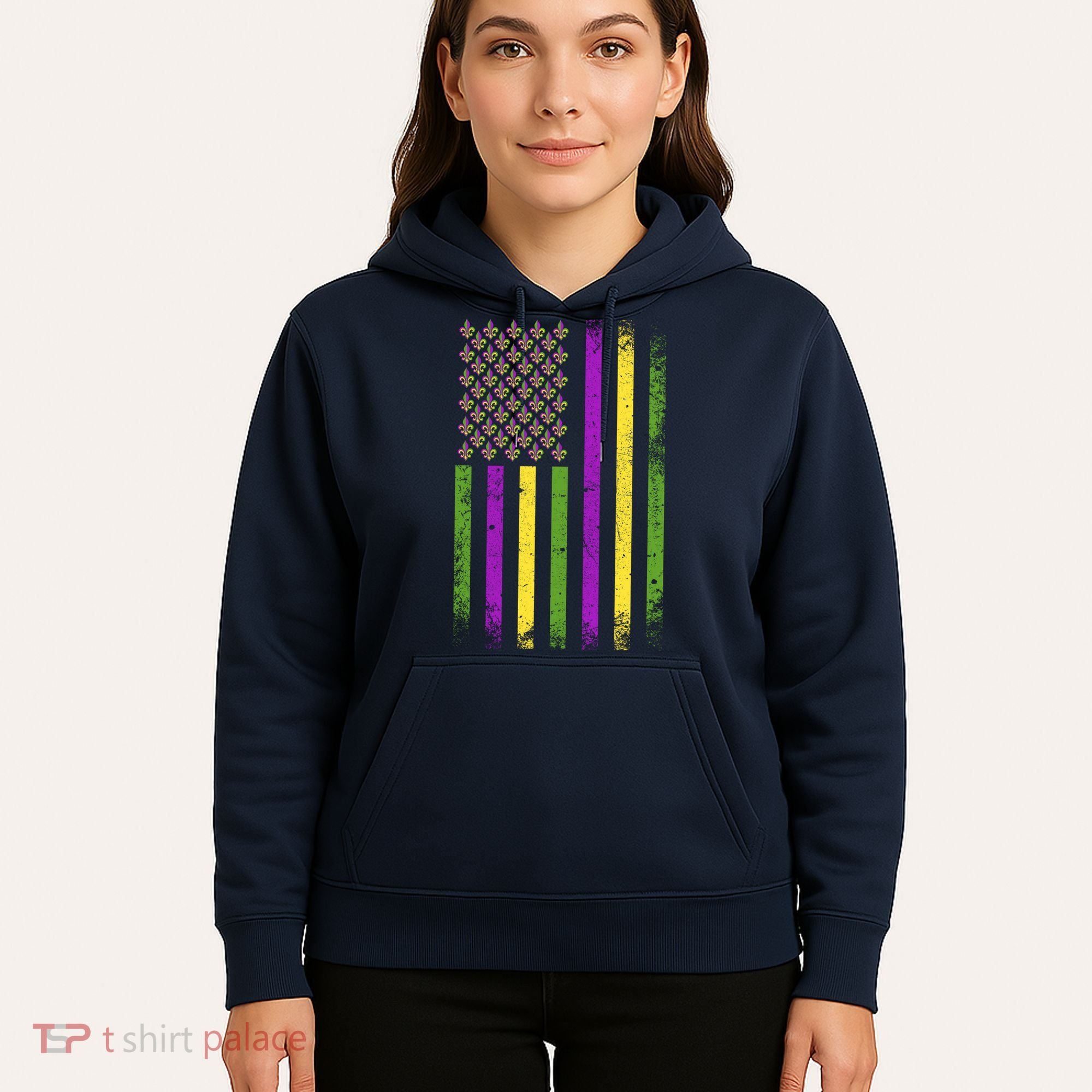 Mardi Gras Festive USA Flag Hoodie