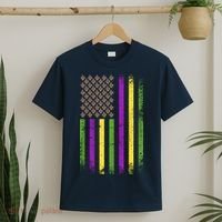 Mardi Gras Festive USA Flag T-Shirt thumb 2