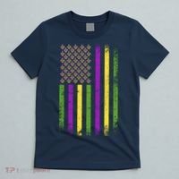 Mardi Gras Festive USA Flag T-Shirt thumb 5