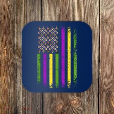Mardi Gras Festive USA Flag Coaster