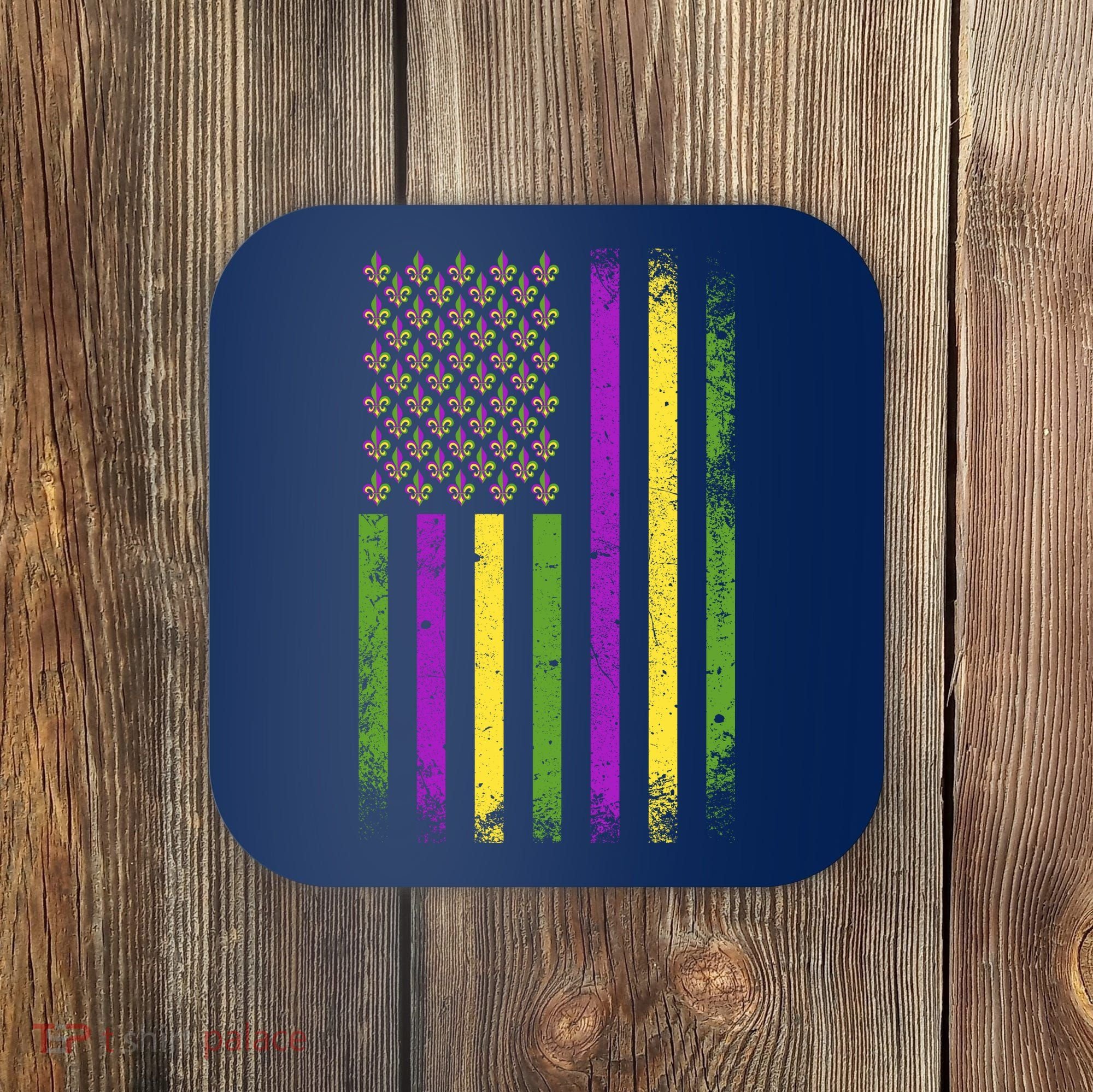 Mardi Gras Festive USA Flag Coaster