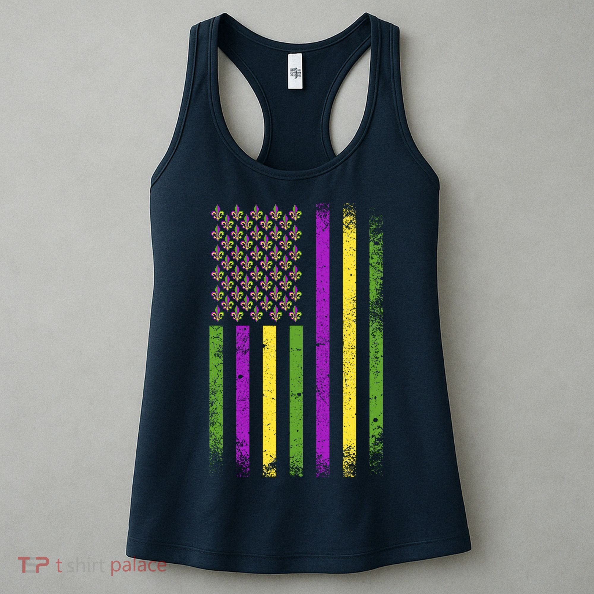 Mardi Gras Festive USA Flag Women's Tank Top