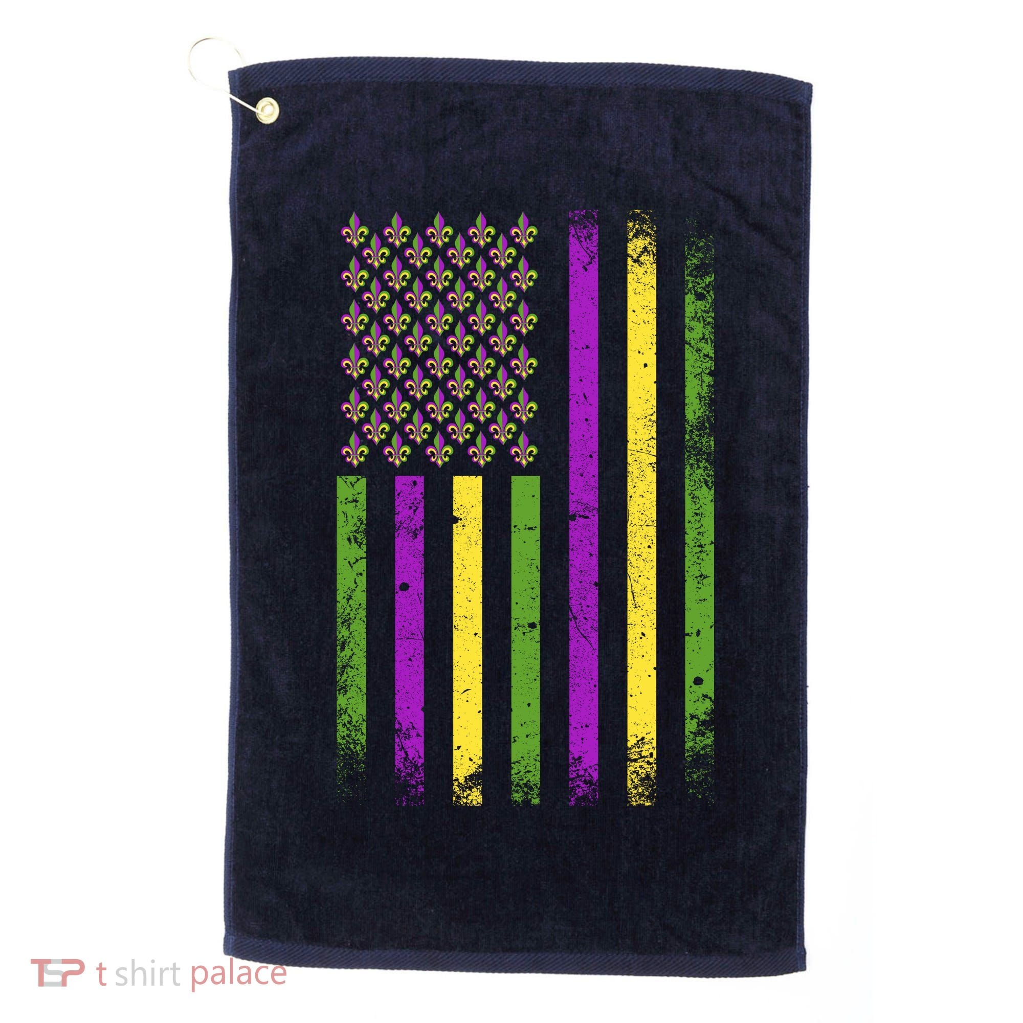 Mardi Gras Festive USA Flag Golf Towel