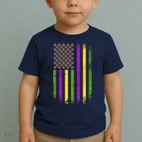 Mardi Gras Festive USA Flag Toddler T-Shirt thumb 2