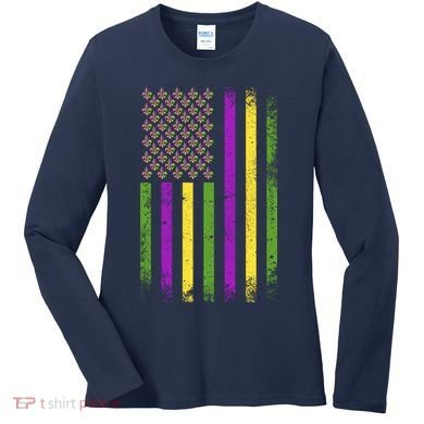 Mardi Gras Festive USA Flag Women's Long Sleeve Shirt