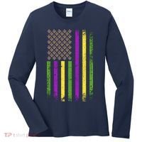 Mardi Gras Festive USA Flag Women's Long Sleeve Shirt thumb 0