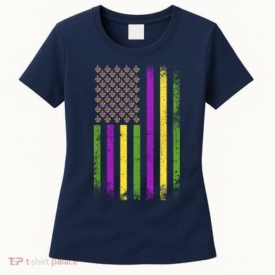 Mardi Gras Festive USA Flag Women's T-Shirt