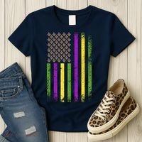 Mardi Gras Festive USA Flag Women's T-Shirt thumb 3