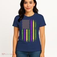 Mardi Gras Festive USA Flag Women's T-Shirt thumb 4