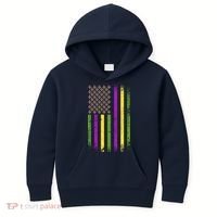 Mardi Gras Festive USA Flag Kids Hoodie thumb 0
