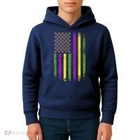 Mardi Gras Festive USA Flag Kids Hoodie thumb 4