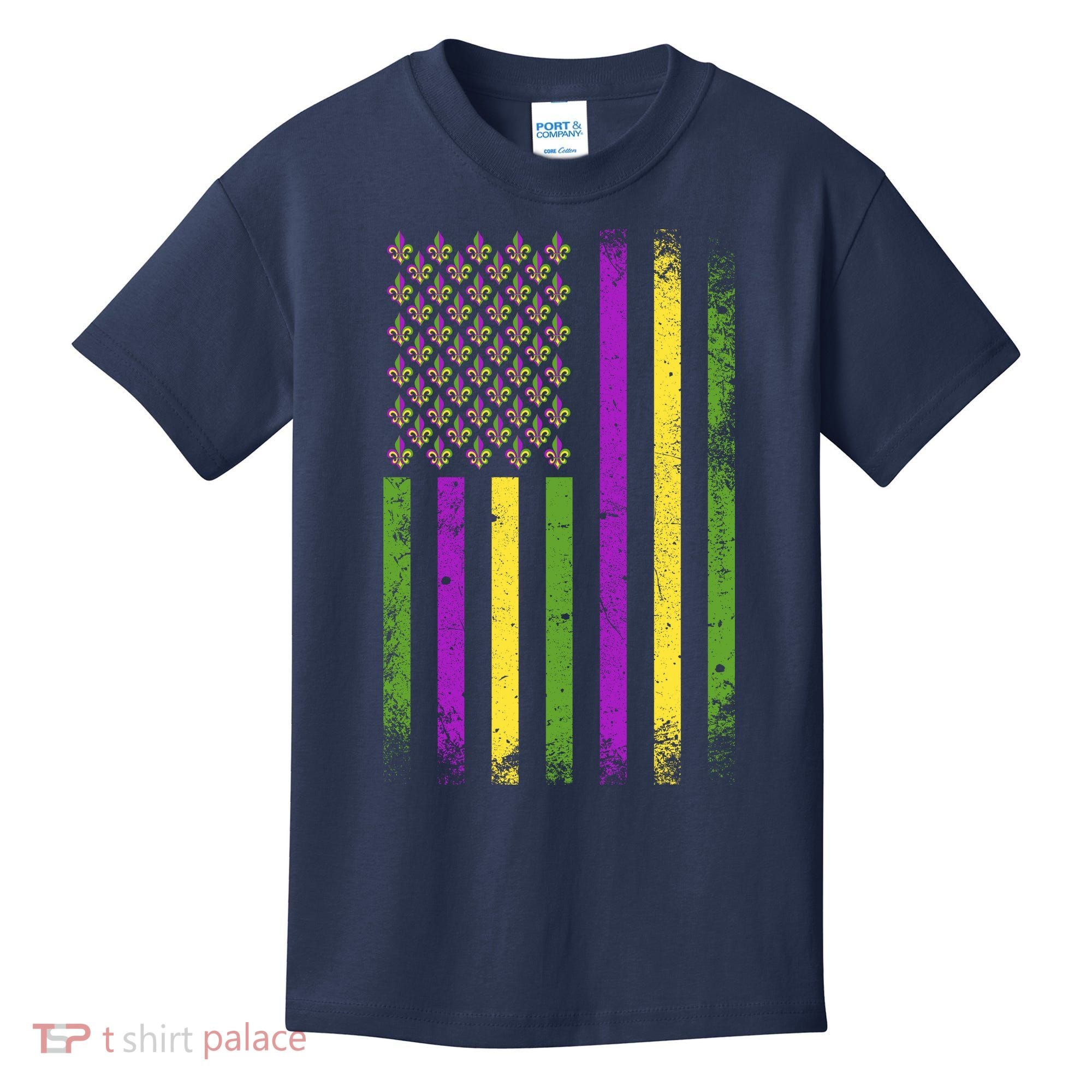 Mardi Gras Festive USA Flag Kids T-Shirt
