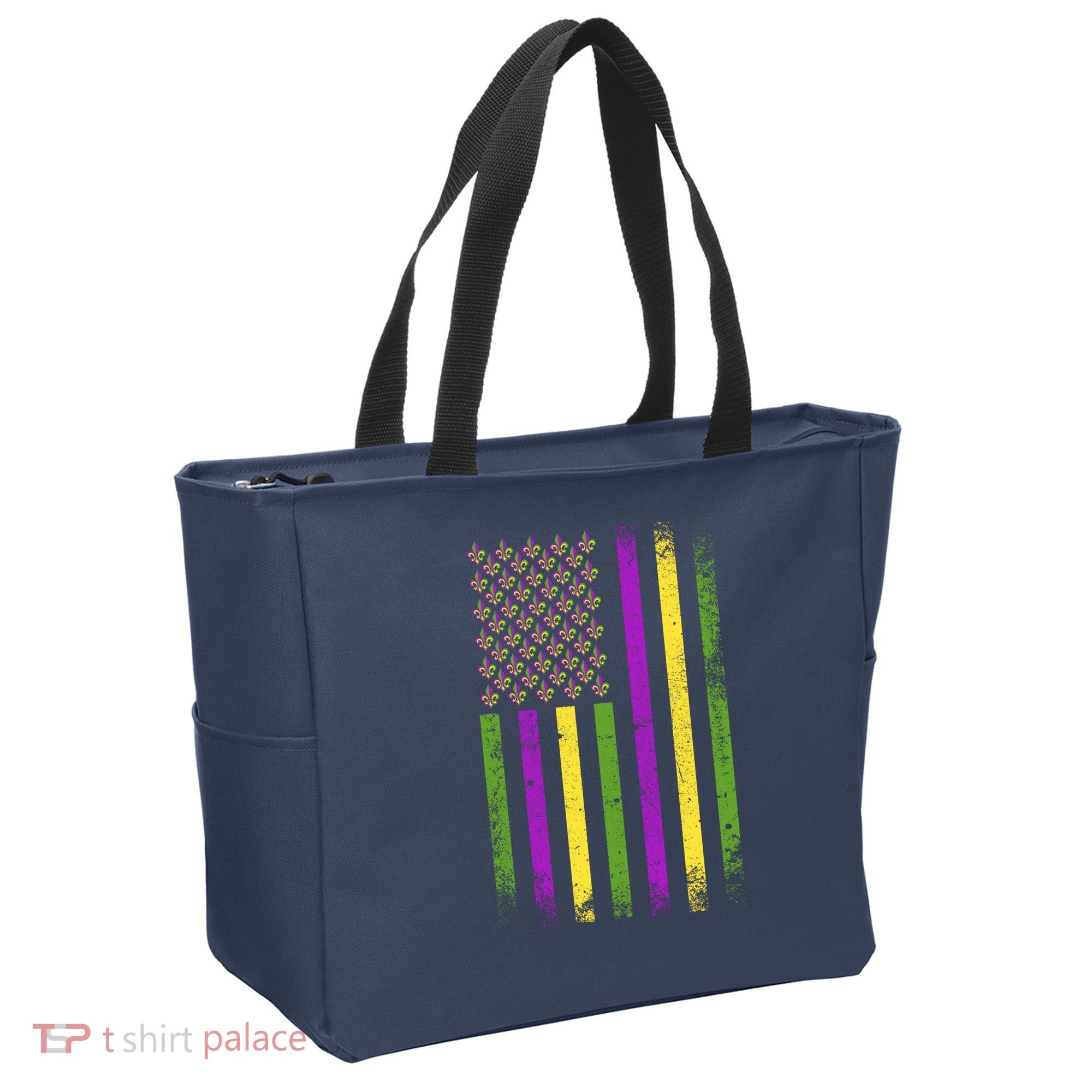 Mardi Gras Festive USA Flag Tote Bag