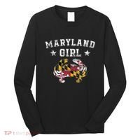 Maryland Girl Flag Blue Crab State Pride Retro Long Sleeve Shirt thumb 0