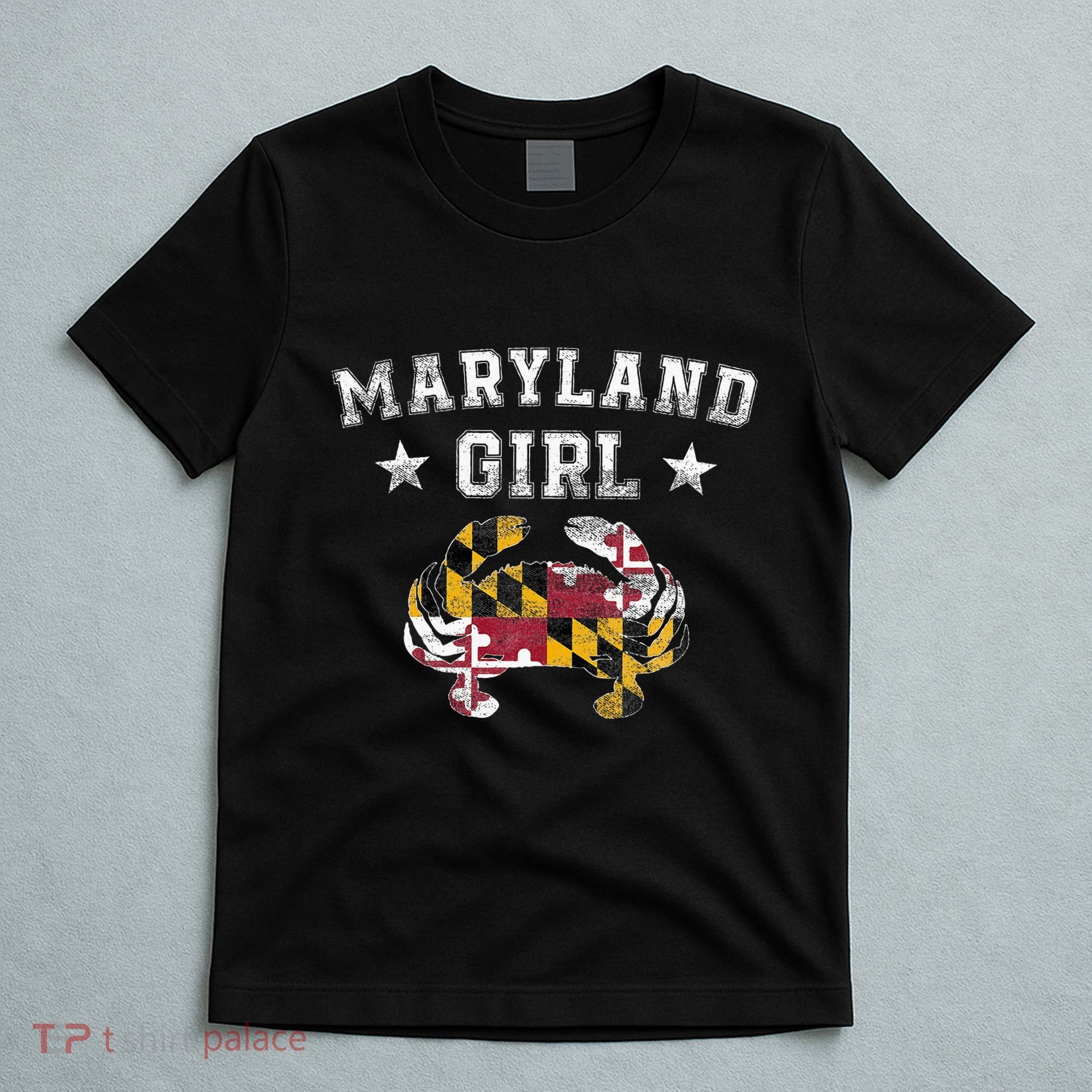 Maryland Girl Flag Blue Crab State Pride Retro T-Shirt
