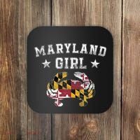 Maryland Girl Flag Blue Crab State Pride Retro Coaster thumb 0