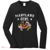 Maryland Girl Flag Blue Crab State Pride Retro Women's Long Sleeve Shirt thumb 0