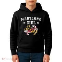 Maryland Girl Flag Blue Crab State Pride Retro Kids Hoodie thumb 4