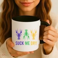 Mardi Gras Funny Suck Me Dry Crawfish Carnival Party Coffee Mug thumb 3