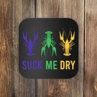Mardi Gras Funny Suck Me Dry Crawfish Carnival Party Coaster thumb 0