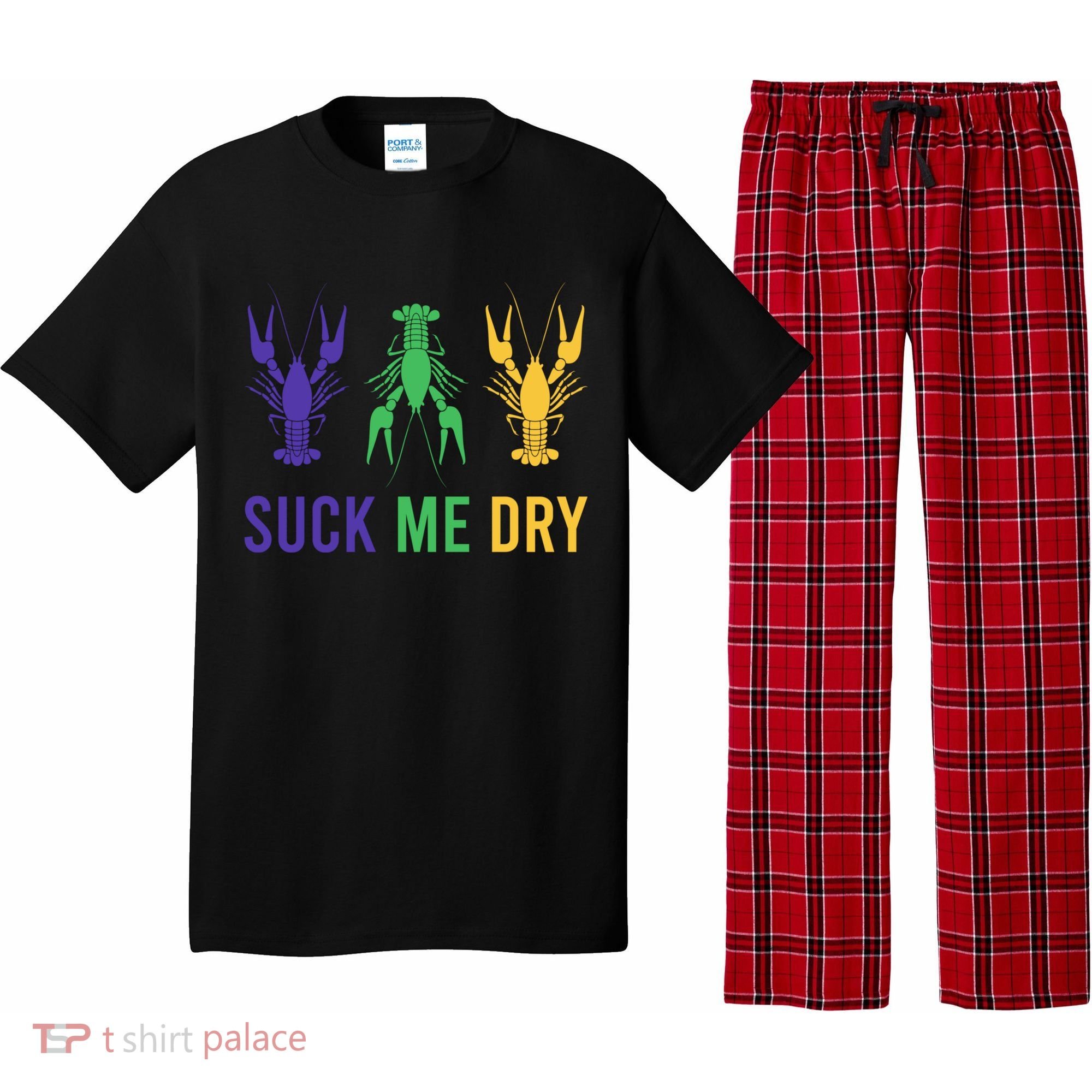Mardi Gras Funny Suck Me Dry Crawfish Carnival Party Pajama Set